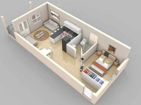 Container home, mobile T1, 35 m²